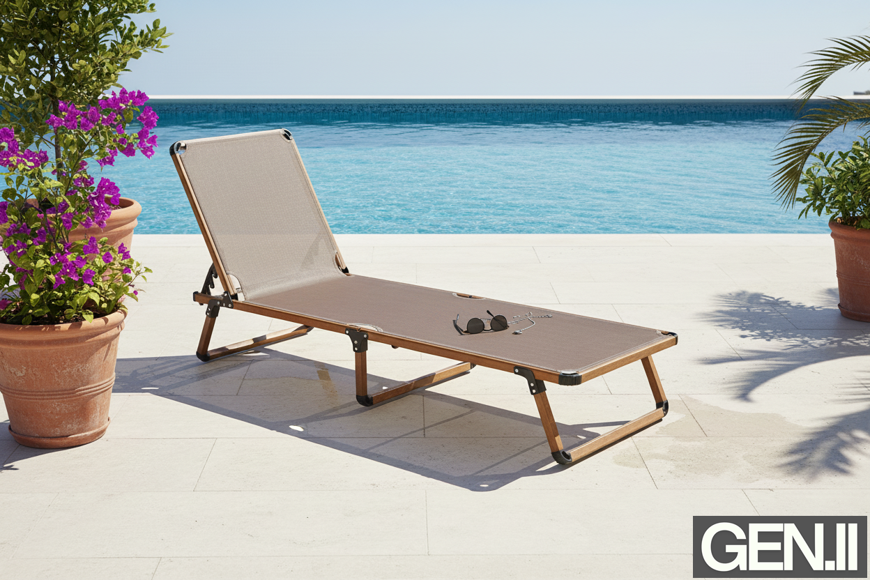 Alüminyum Katlanır Şezlong I TEAK & Gold Black File